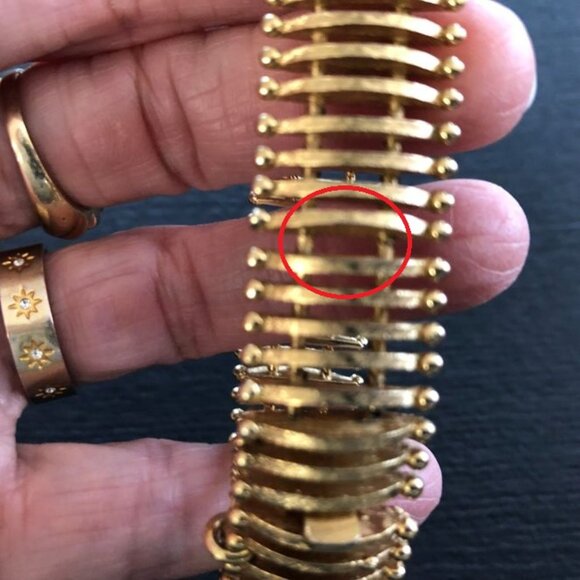 Trifari Modernist Picket Fence Bracelet Gold Tone Vintage - Picture 7 of 7